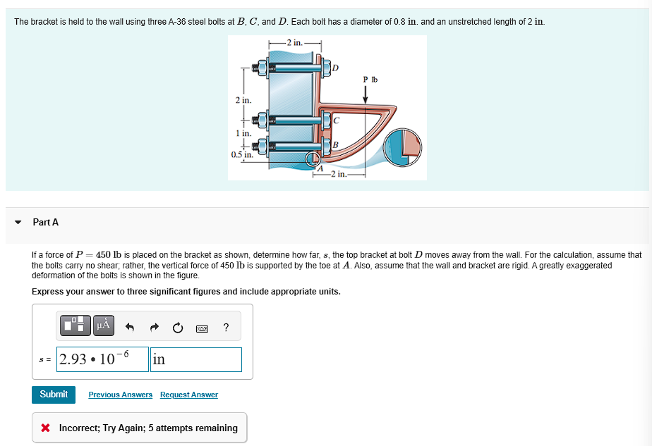 The bracket is held to the wall using three \ ( \