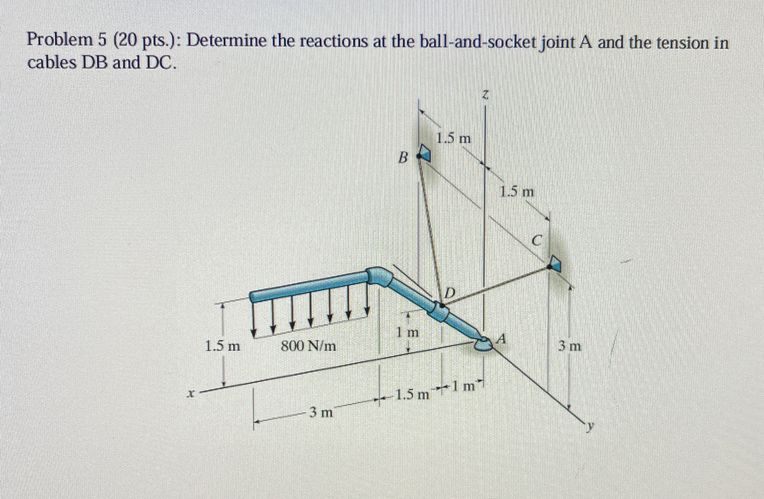 Problem 5 ( 2 0 pts . ) : Determine the reactions