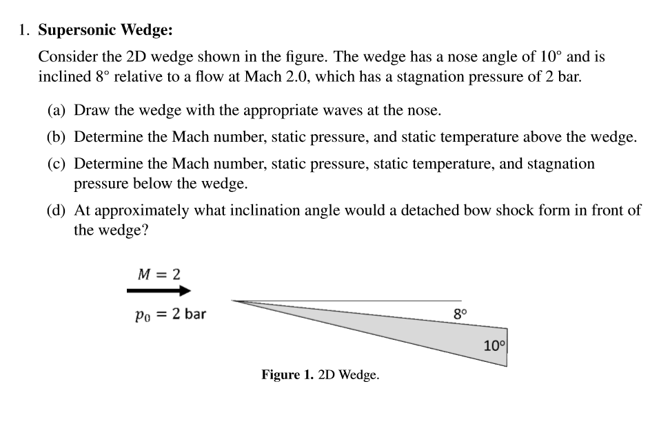 1 . Supersonic Wedge: Consider the 2 D wedge