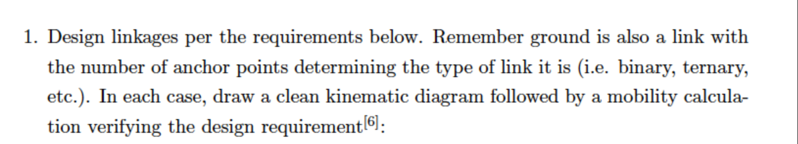 ( g ) A 1 - dof closed chain linkage that has 5