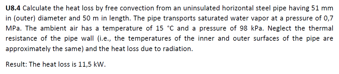 U 8 . 4 Calculate the heat loss by free