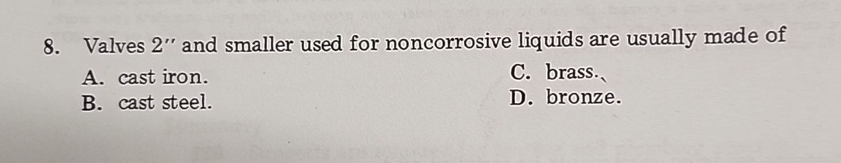 Valves 2 ' ' and smaller used for noncorrosive