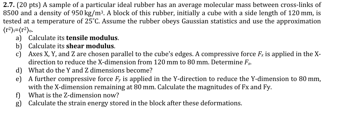 2 . 7 . ( 2 0 pts ) A sample of a particular