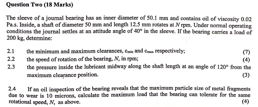 Question Two ( 1 8 Marks ) The sleeve of a