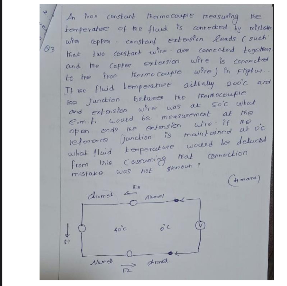 An iron constant thermocouple measuring the