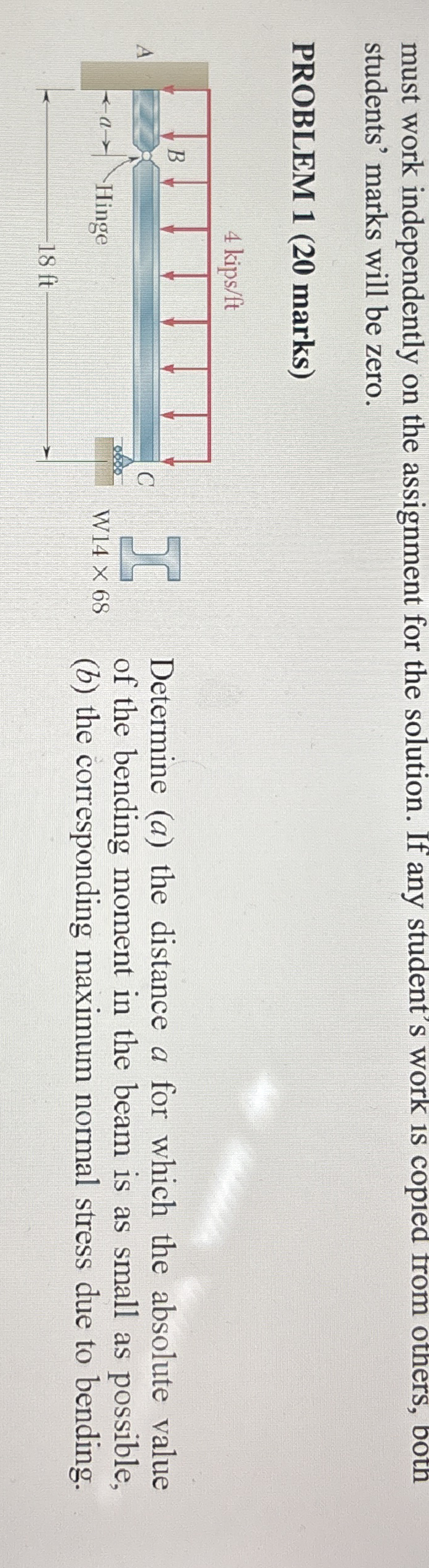 must work independently on the assignment for the