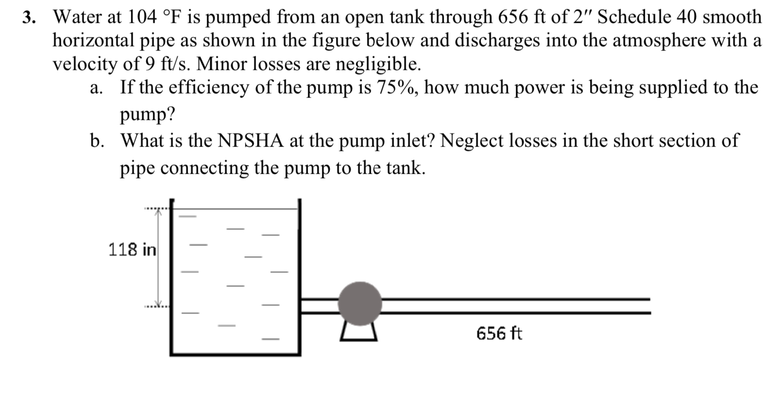 Water at 1 0 4 F is pumped from an open tank