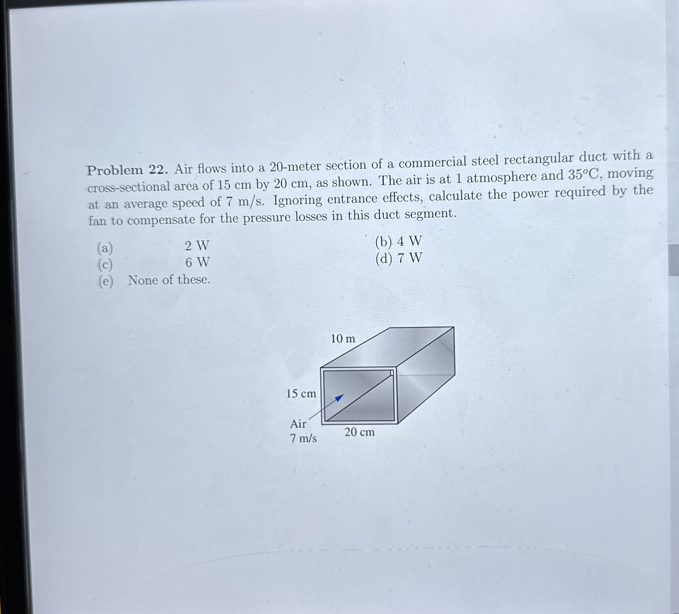 Problem 2 2 . Air flows into a 2 0 - meter