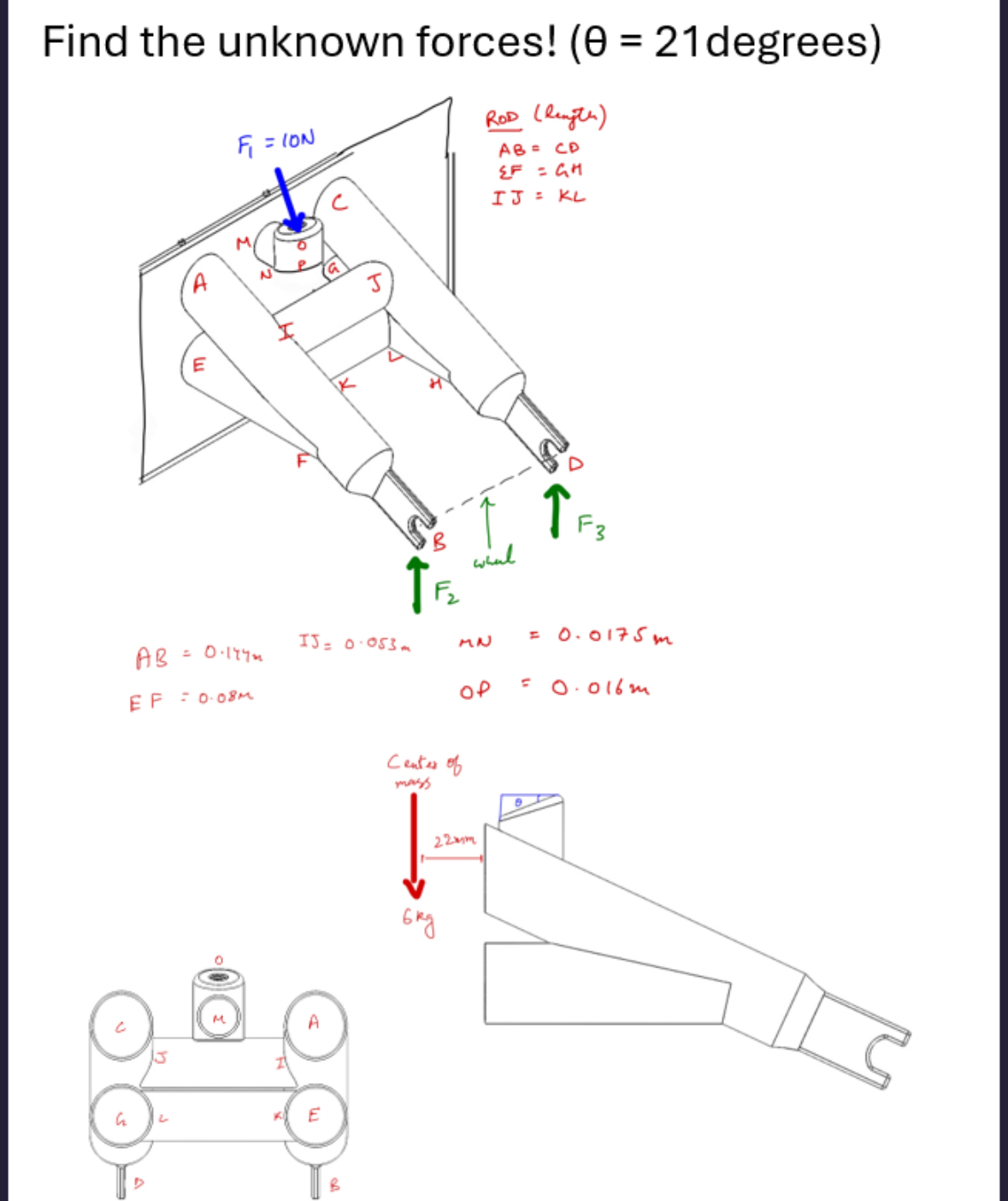 can you draw a fbd ? Find the unknown forces!