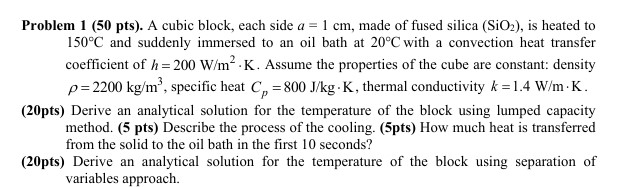 A cubic block, each side a = 1 cm , made of fused