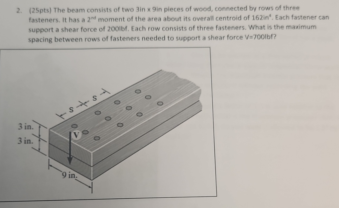( 2 5 pts ) The beam consists of two 3 in 9 in
