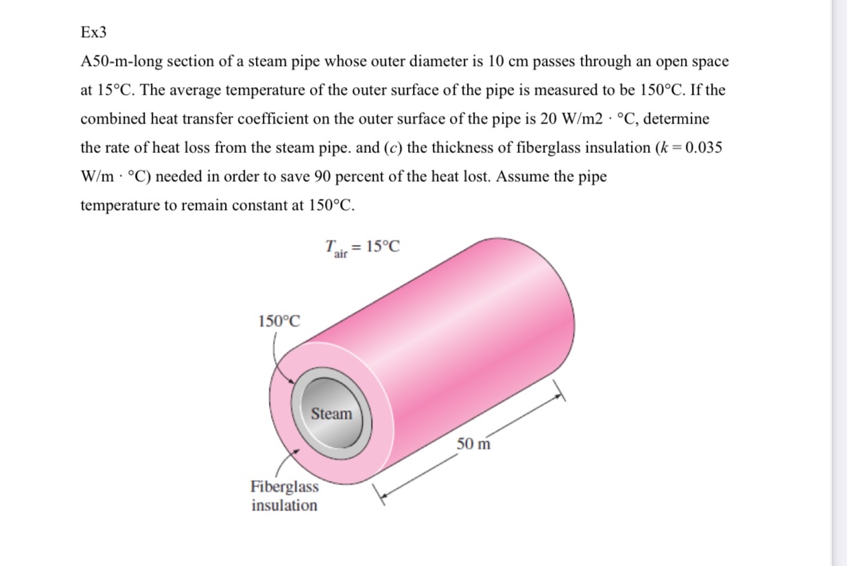 Ex 3 A 5 0 - m - long section of a steam pipe
