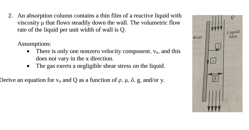 viscosity \ mu that flows steadily down the wall.