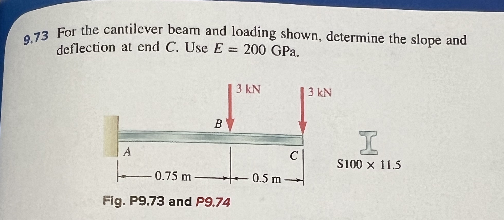 9 . 1 3 For the cantilever beam and loading
