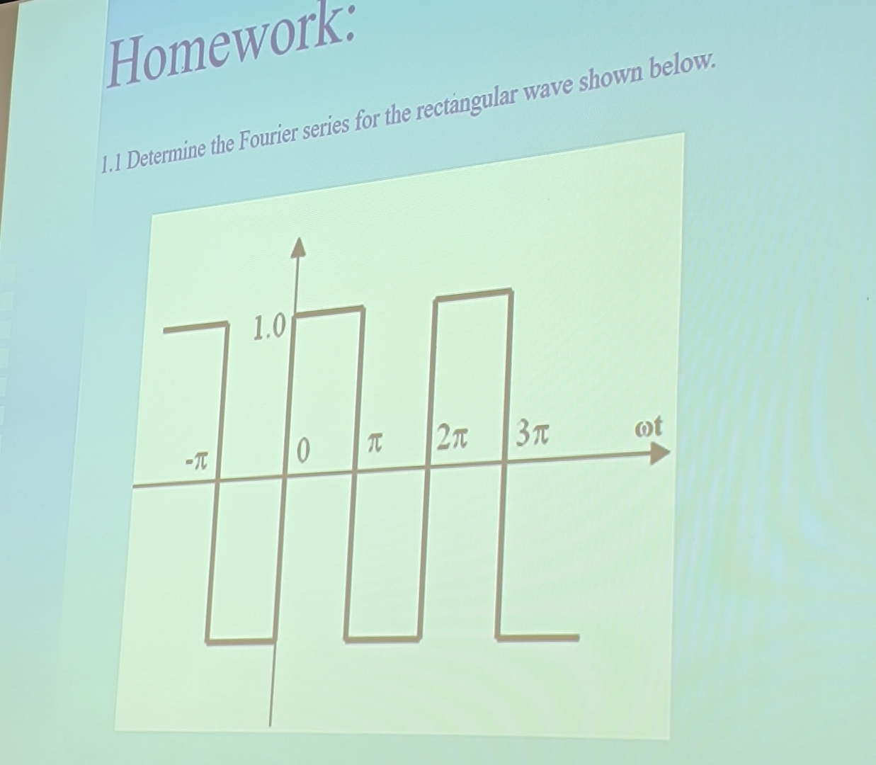 Homework: 1 . 1 Determine the Fourier series for