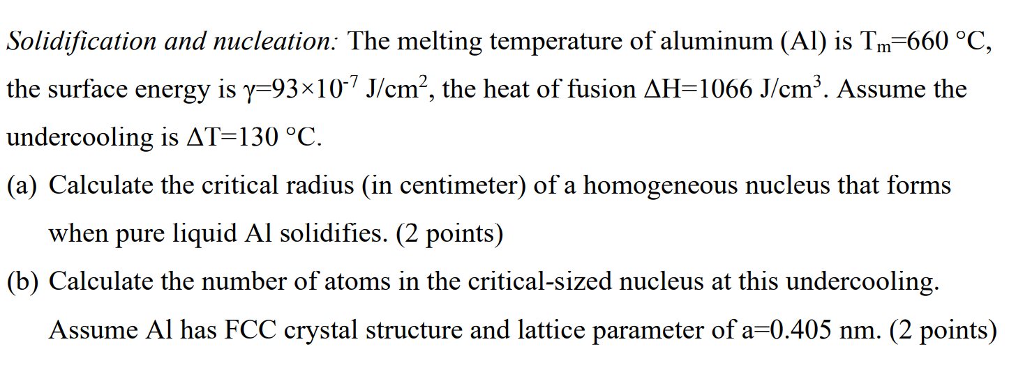Solidification and nucleation: The melting