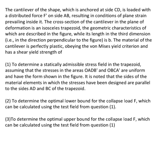 The cantilever of the shape, which is anchored at