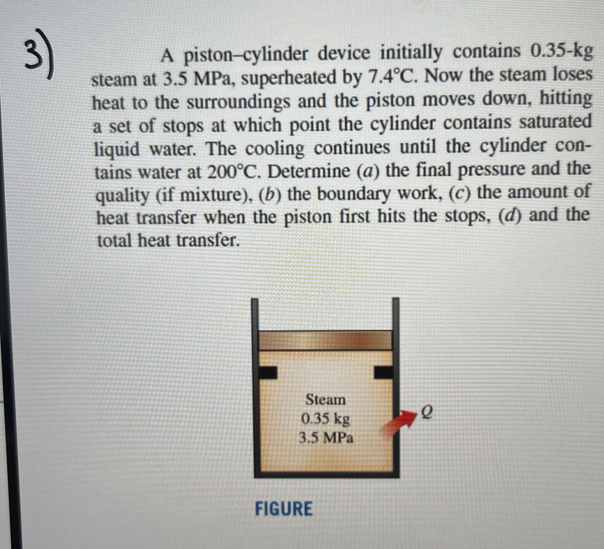 A piston - cylinder device initially contains 0 .