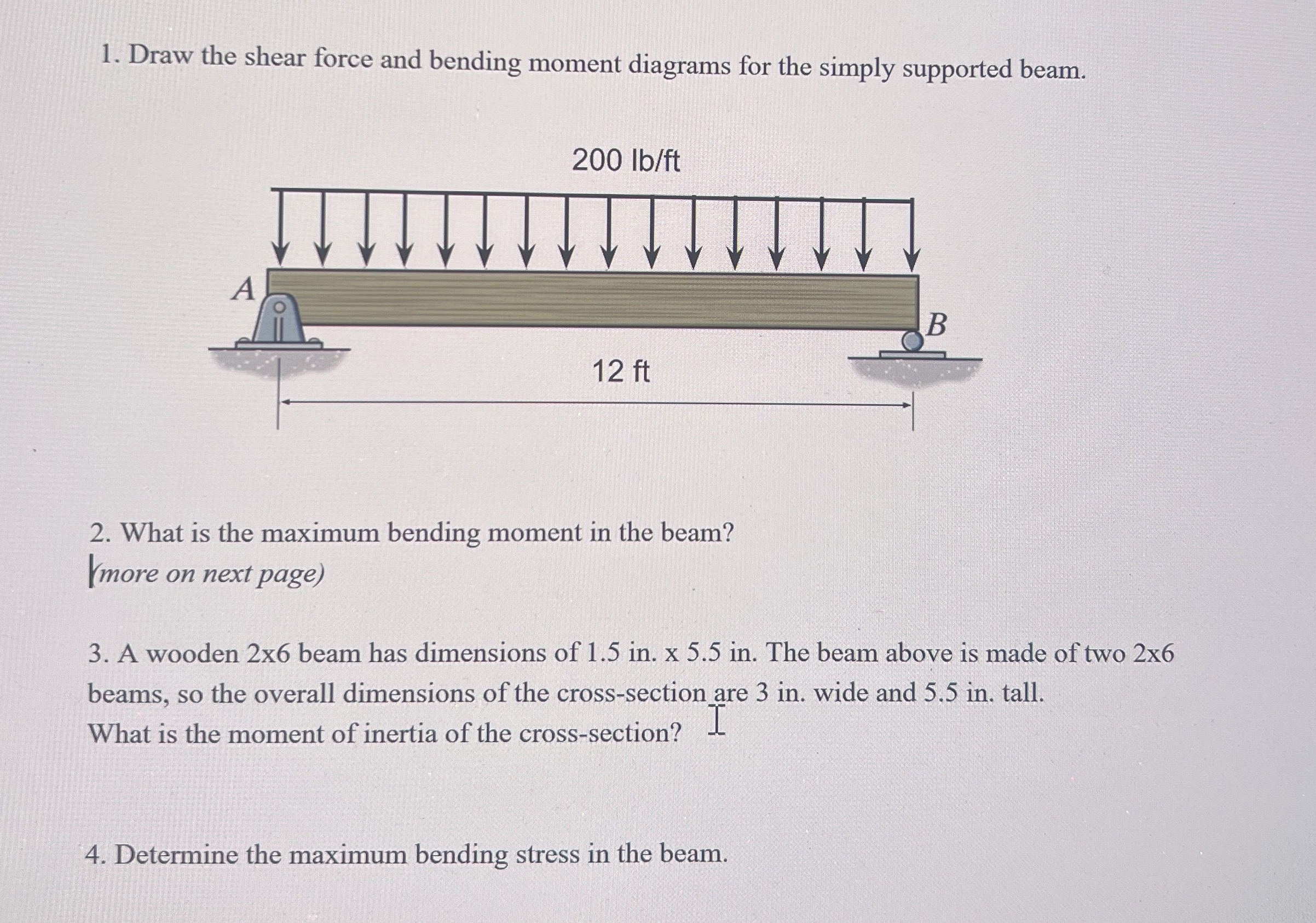 Draw the shear force and bending moment diagrams