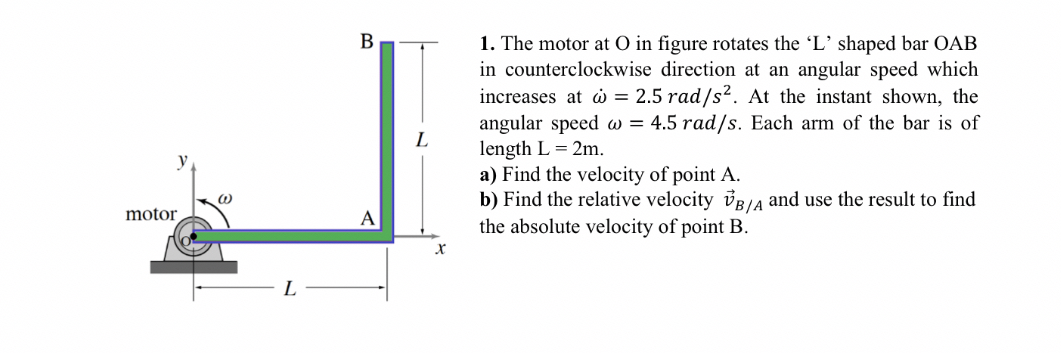 The motor at O in figure rotates the ' L ' shaped