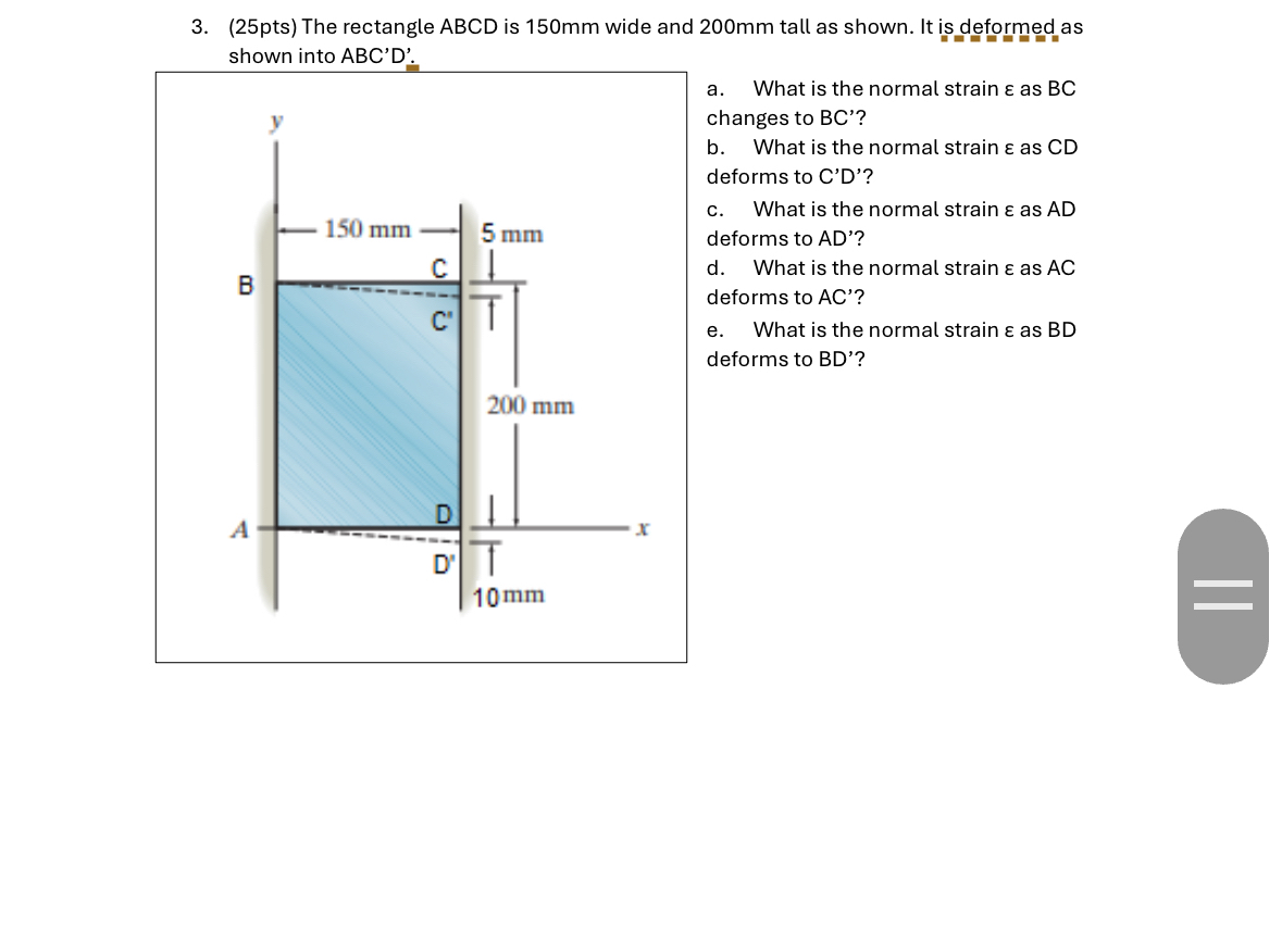 ( 2 5 pts ) The rectangle ABCD is 1 5 0 mm wide