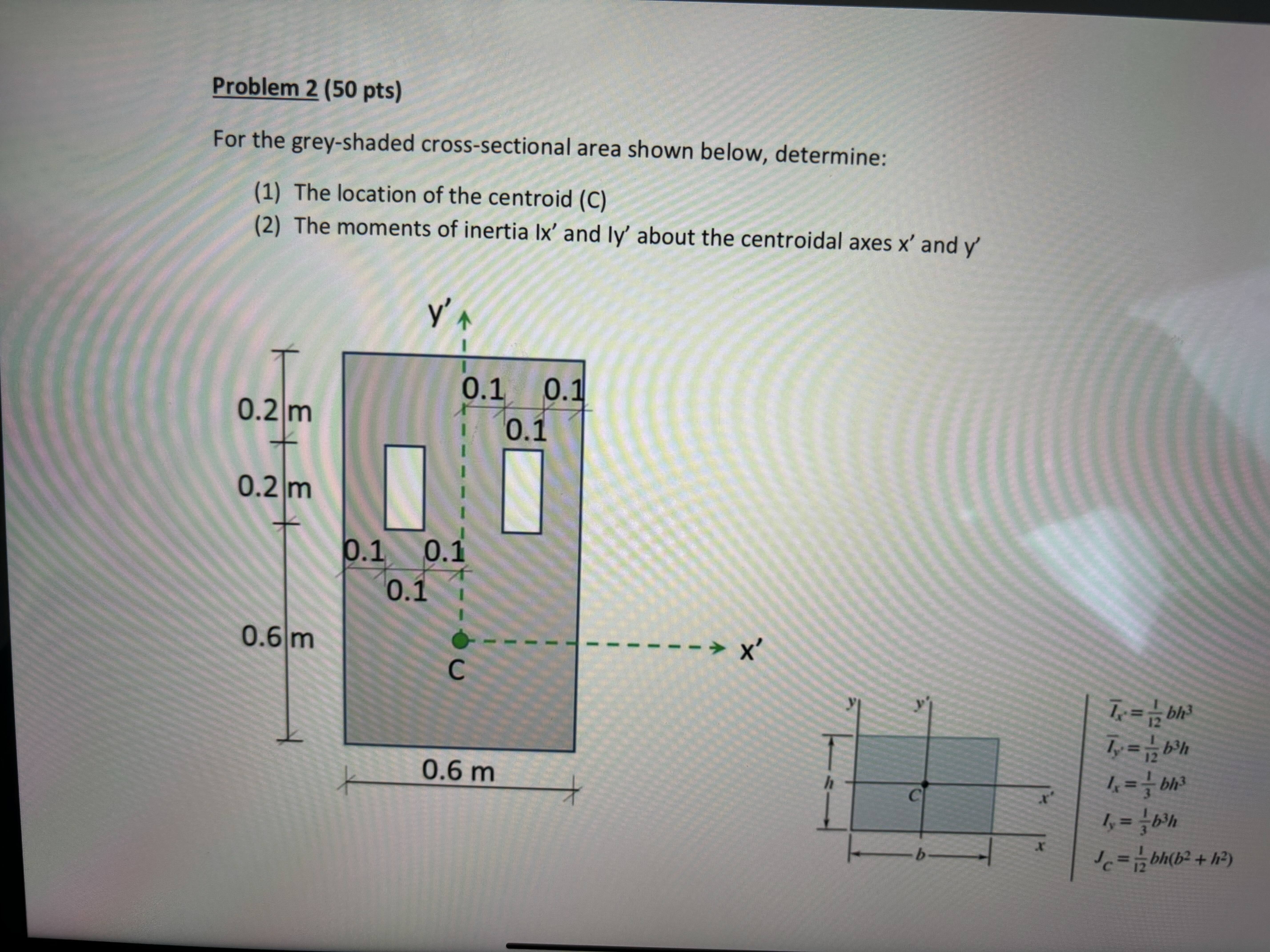 For the grey - shaded cross - sectional area