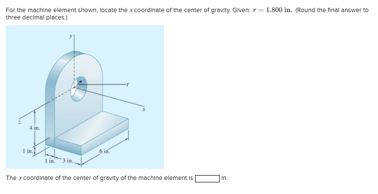 For the machine element shown, locate the x