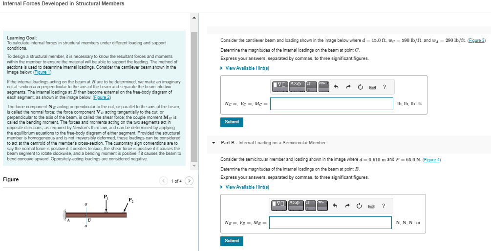 Part A - Internal Loading Due to a Variable,