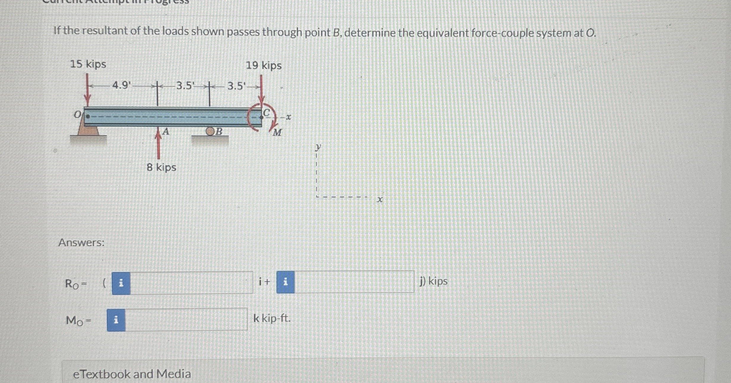 If the resultant of the loads shown passes