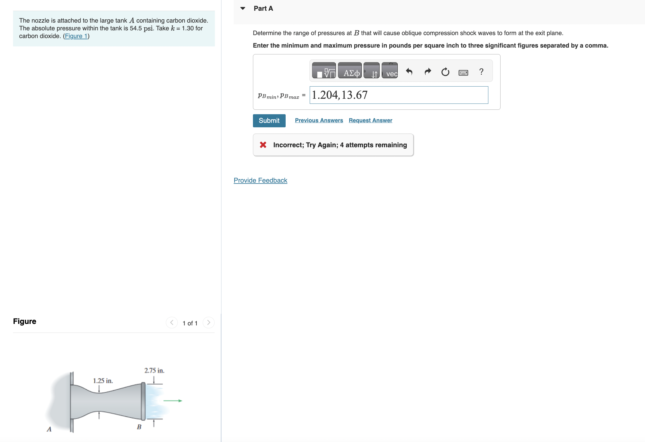 The nozzle is attached to the large tank \ ( A \