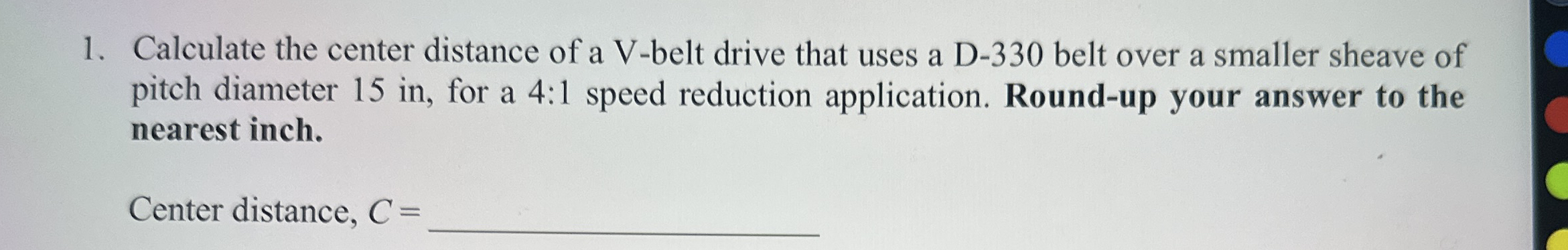 Calculate the center distance of a V - belt drive