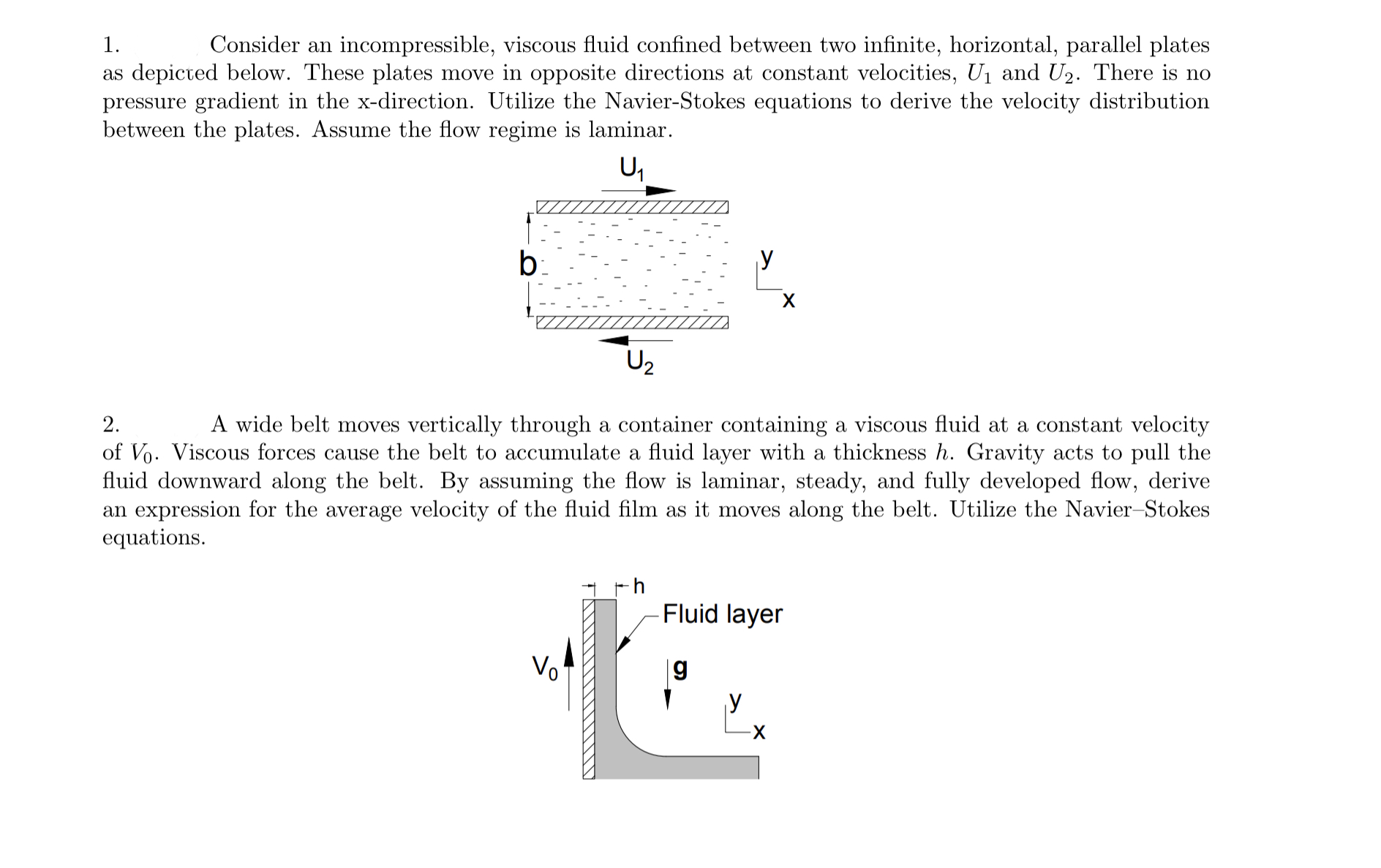 1 . Consider an incompressible, viscous fluid