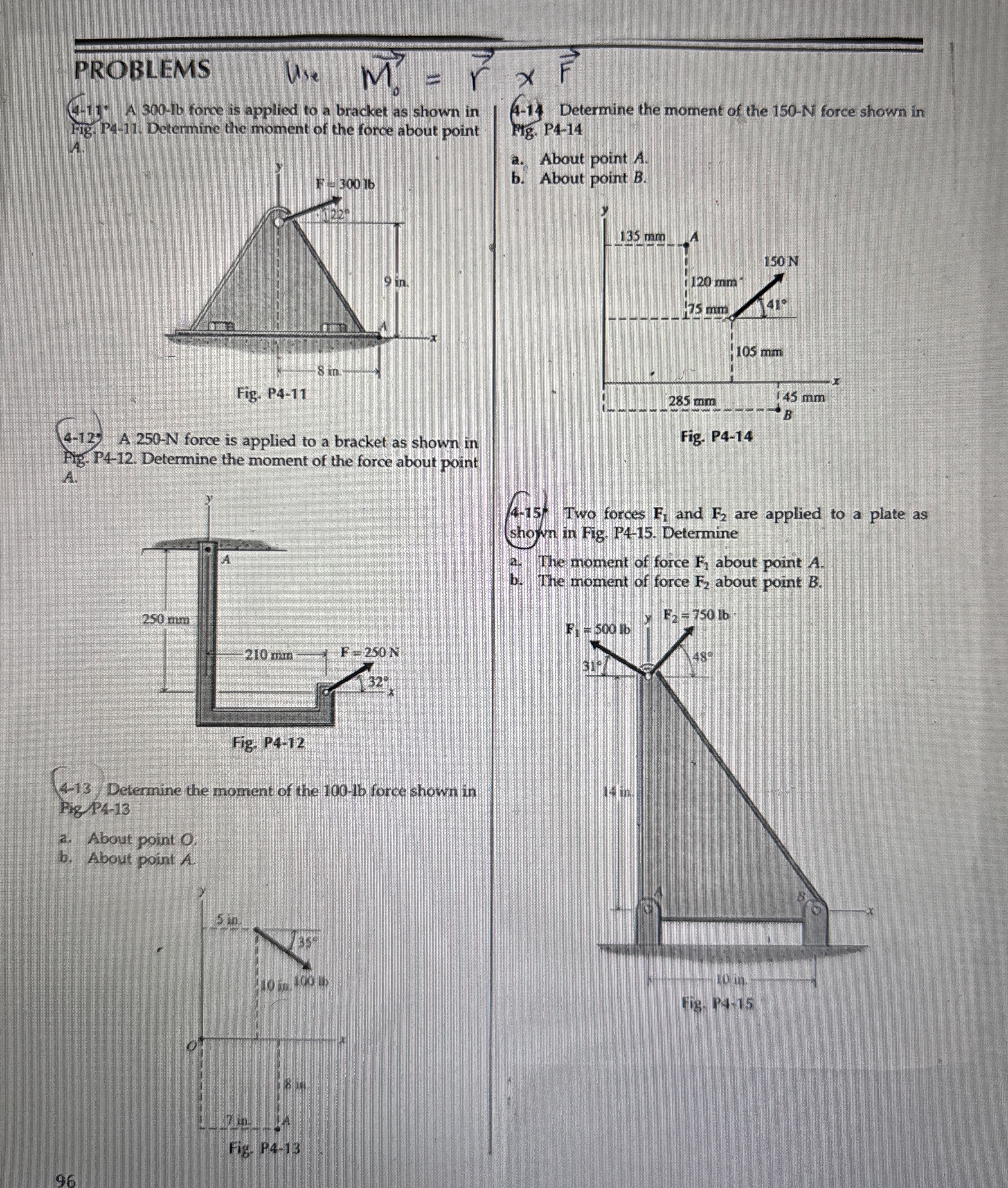 PROBLEMS U . U vec ( M ) 0 = vec ( r ) vec ( F )