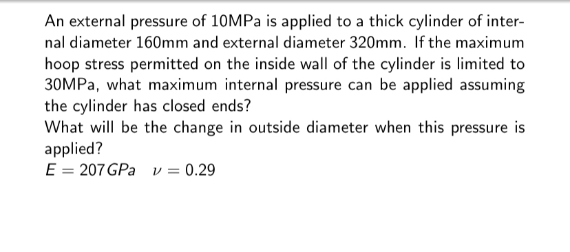 An external pressure of 1 0 MPa is applied to a
