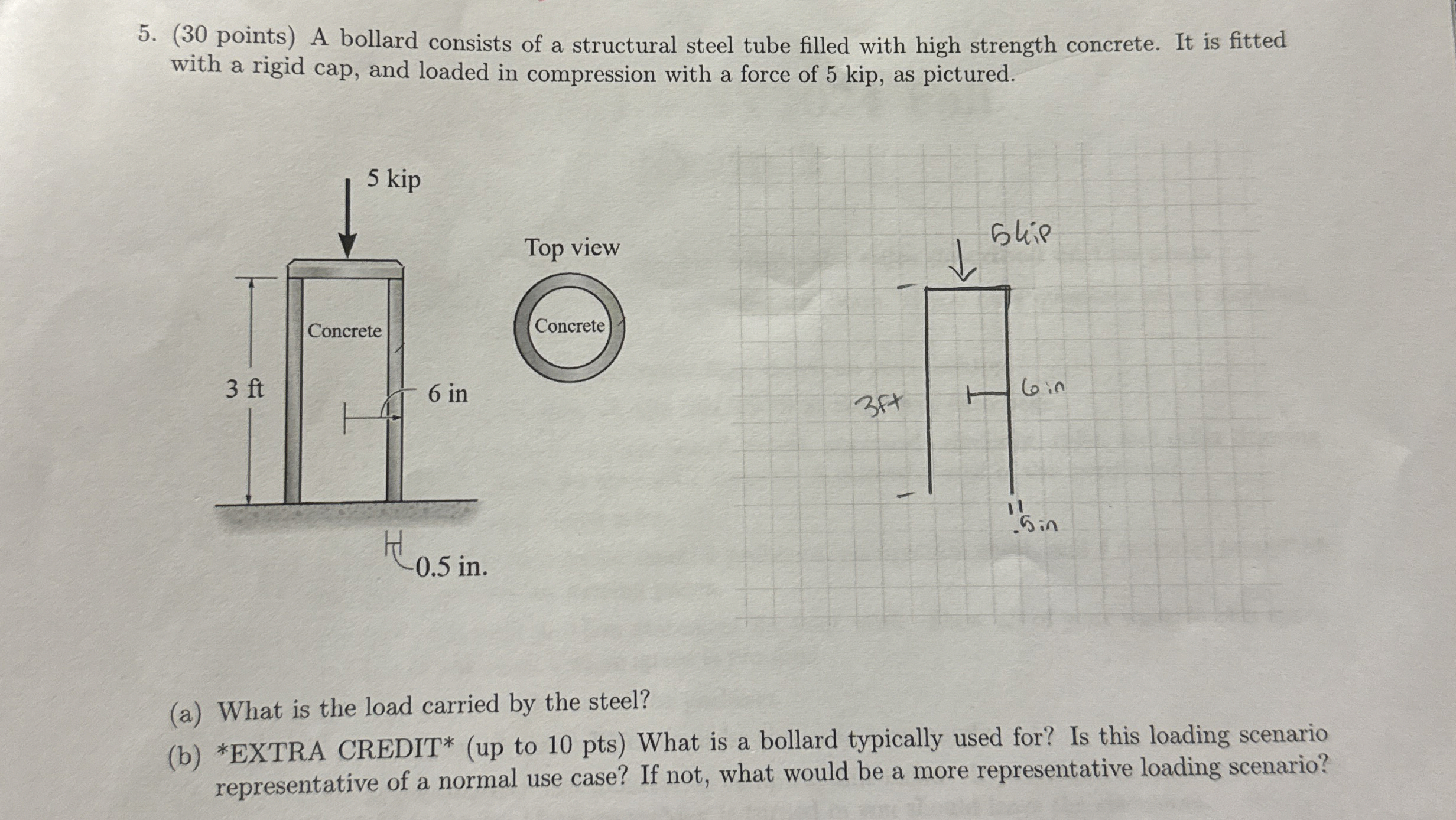 ( 3 0 points ) A bollard consists of a structural