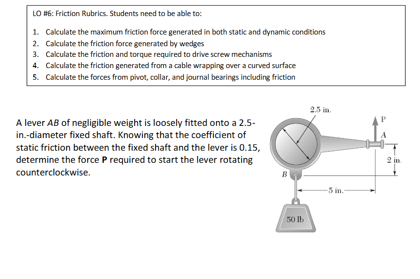 LO \ # 6 : Friction Rubrics. Students need to be