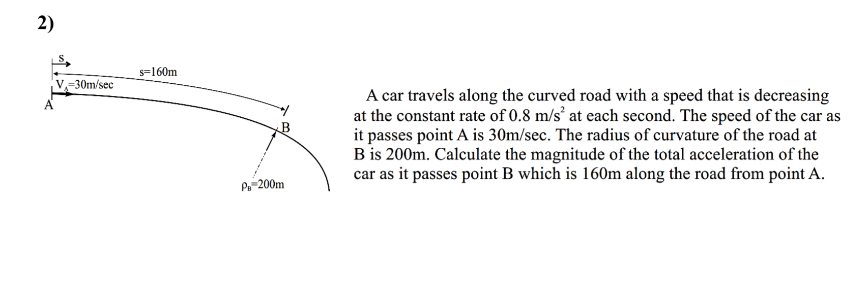 A car travels along the curved road with a speed