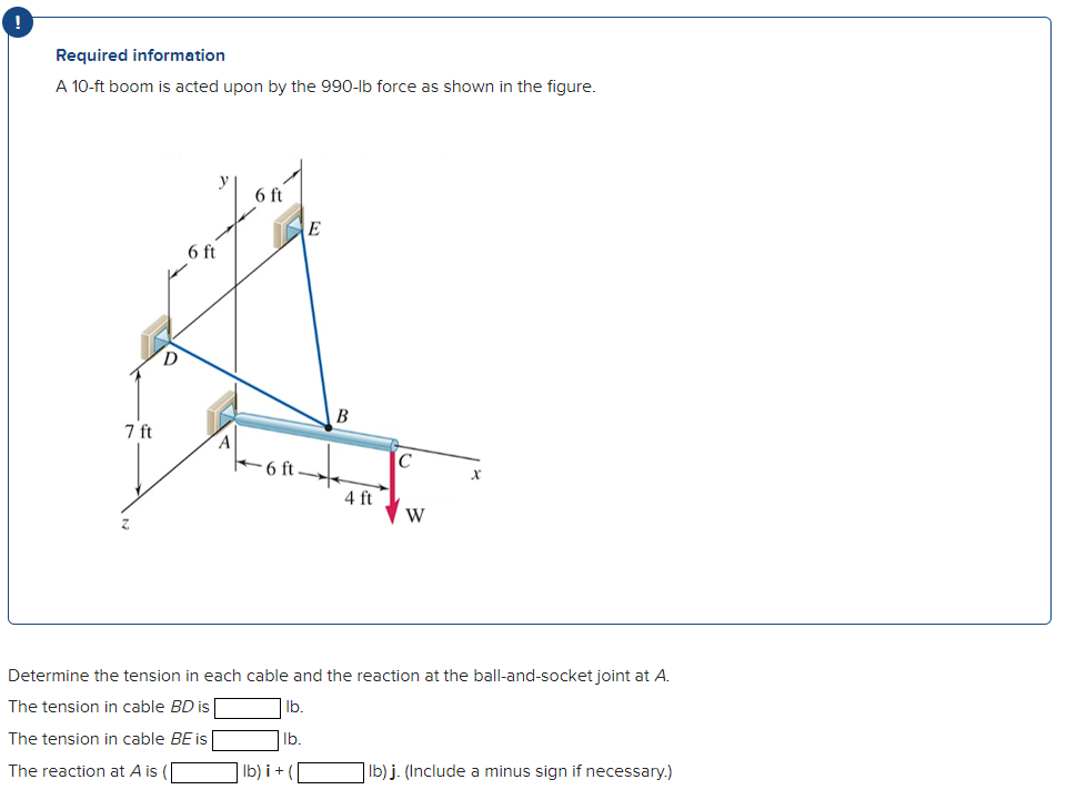 Required information A 1 0 - ft boom is acted