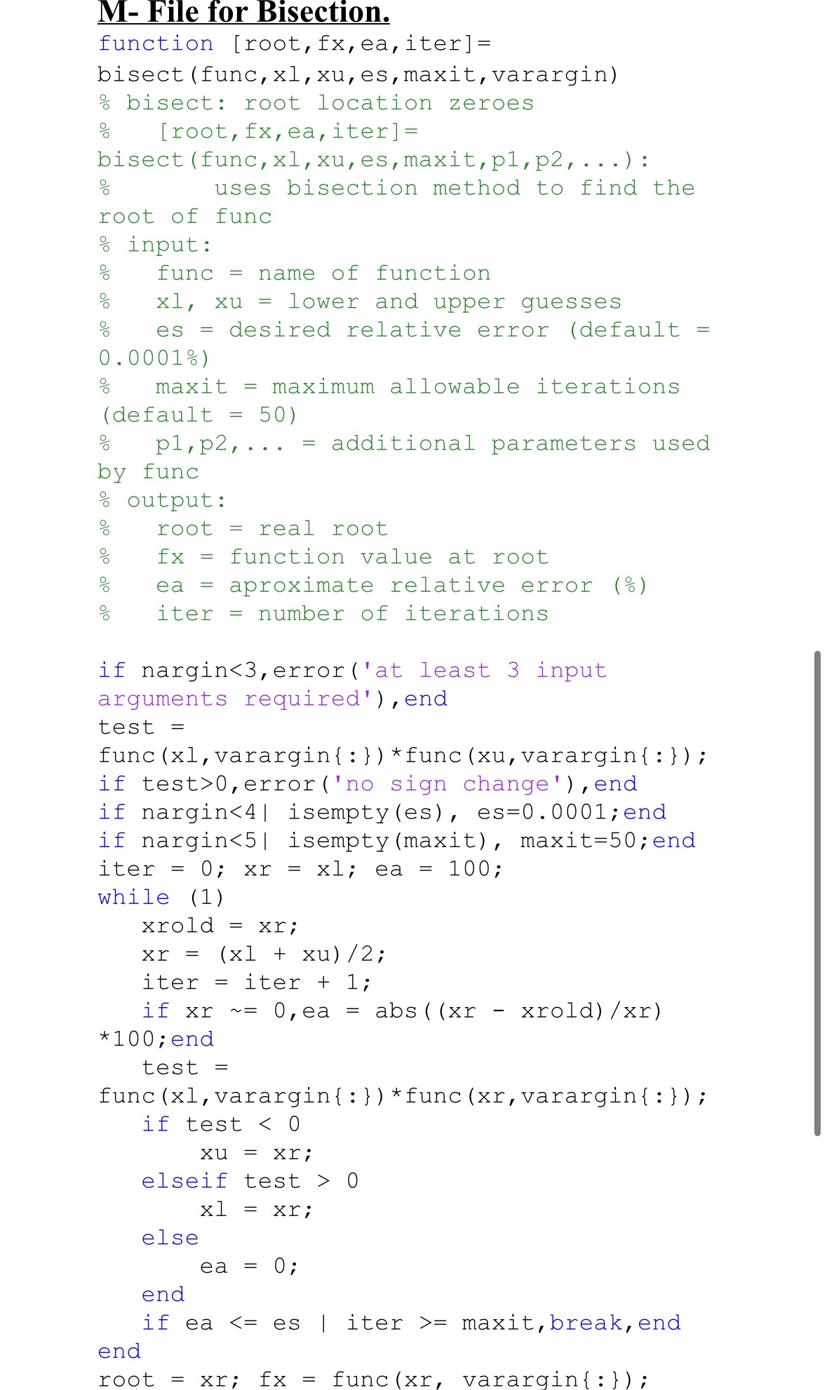 Use the bisection to determine the drag