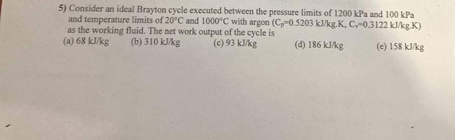 Consider an ideal Brayton cycle executed between