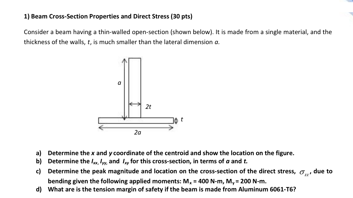 Beam Cross - Section Properties and Direct Stress