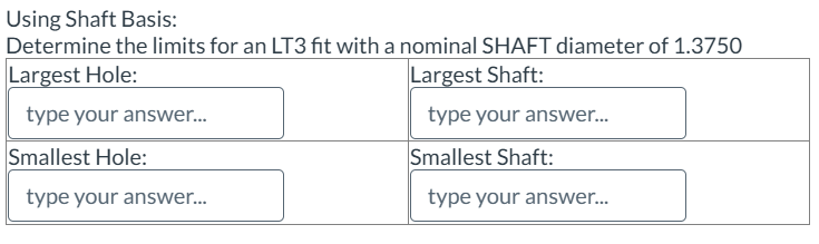 Using Shaft Basis: Determine the limits for an LT