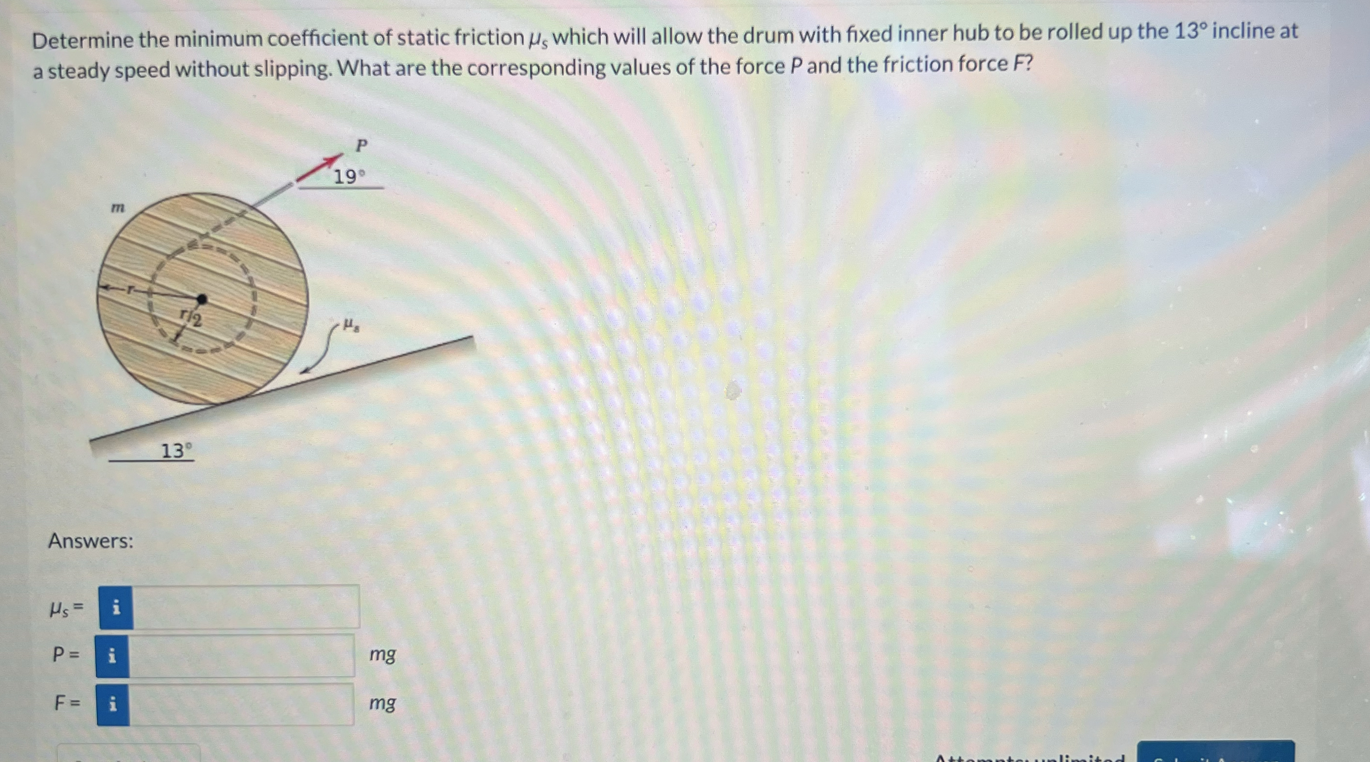 Determine the minimum coefficient of static