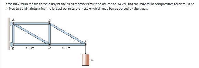 If the maximum tensile force in any of the truss