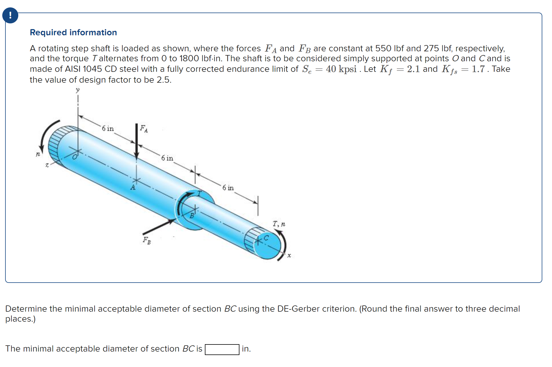 ! Required information A rotating step shaft is