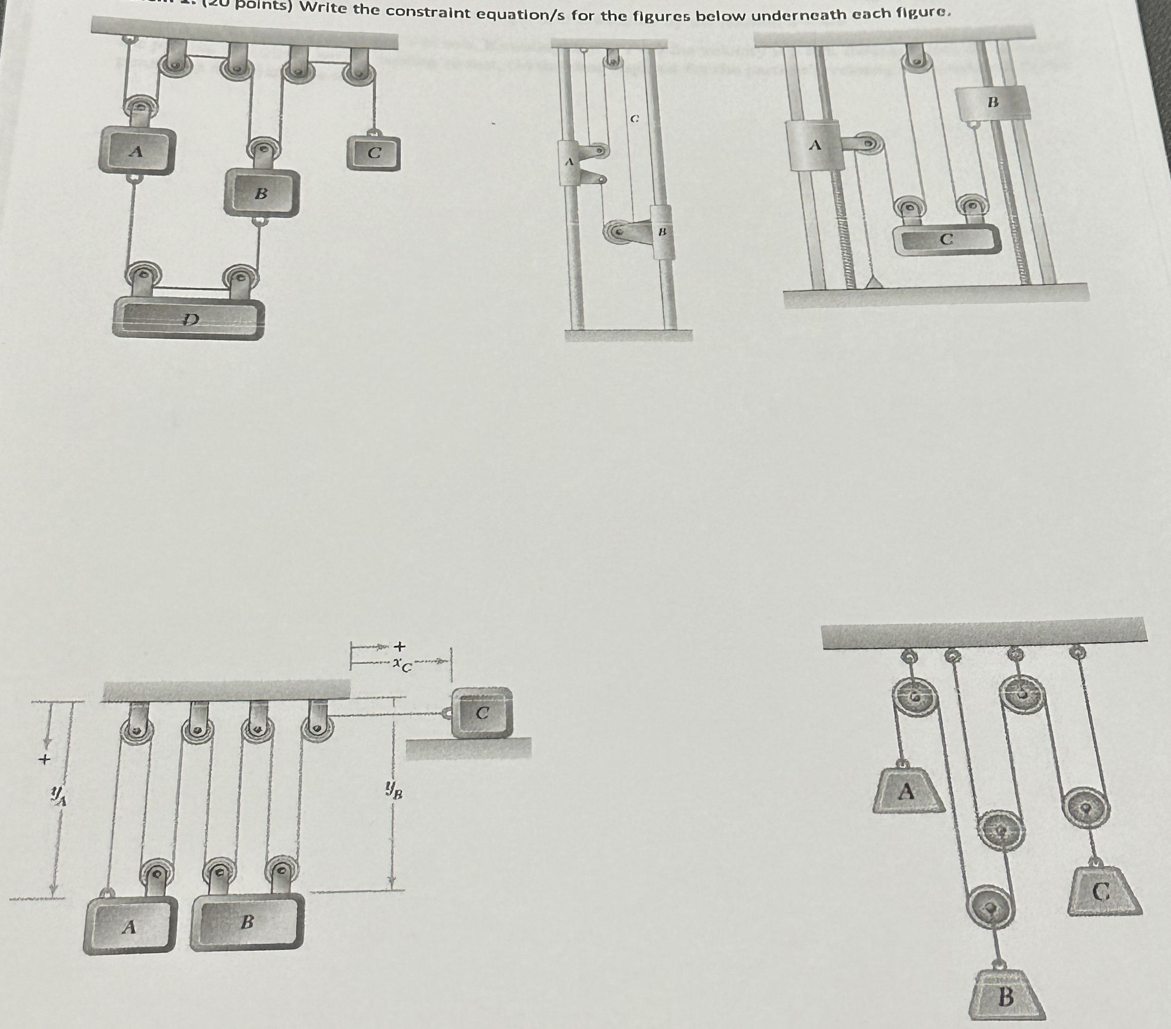 Write the constraint equation / s for the figures