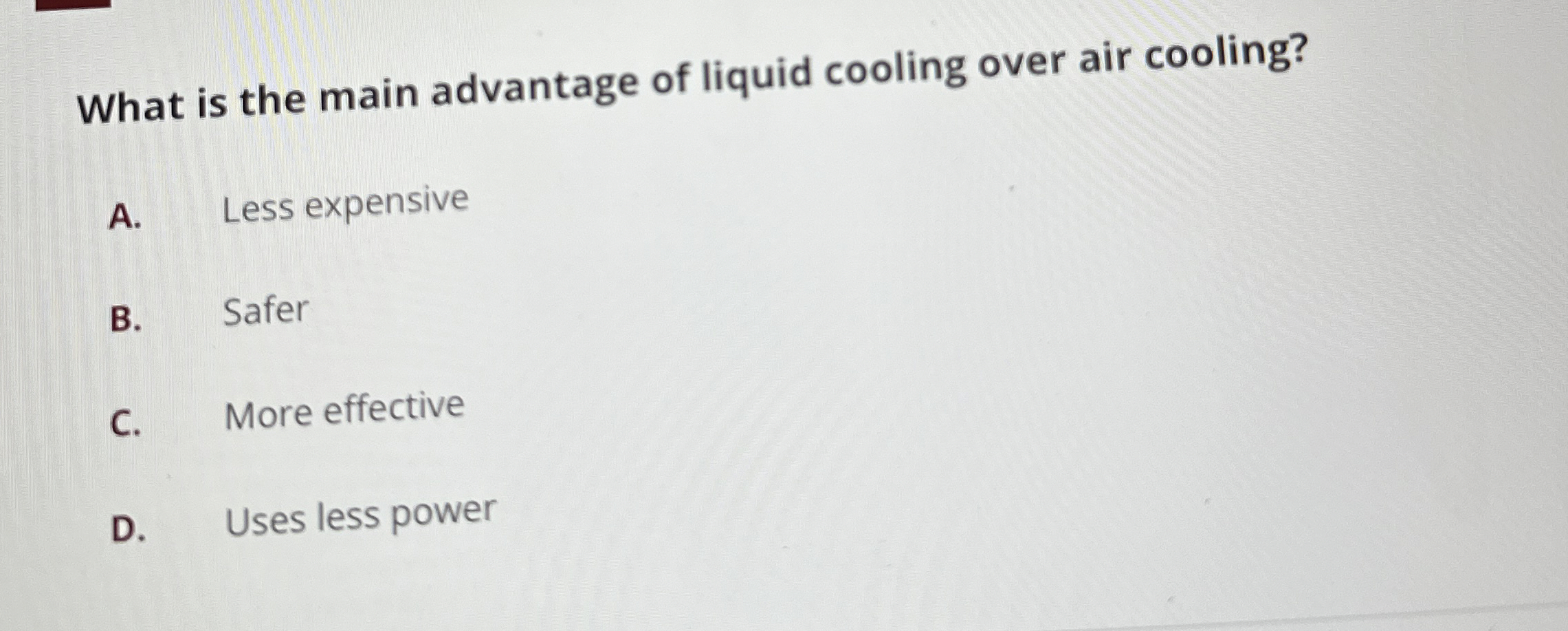 What is the main advantage of liquid cooling over
