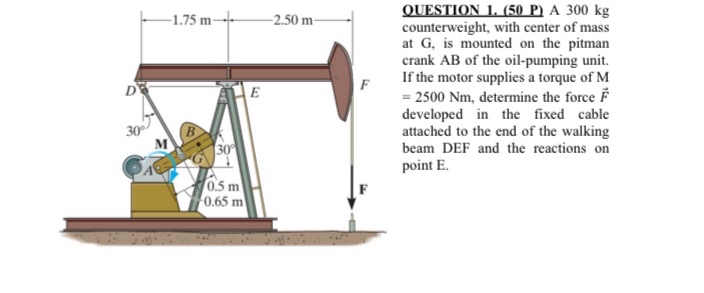 OUESTION 1 . ( 5 0 P ) A 3 0 0 kg counterweight,