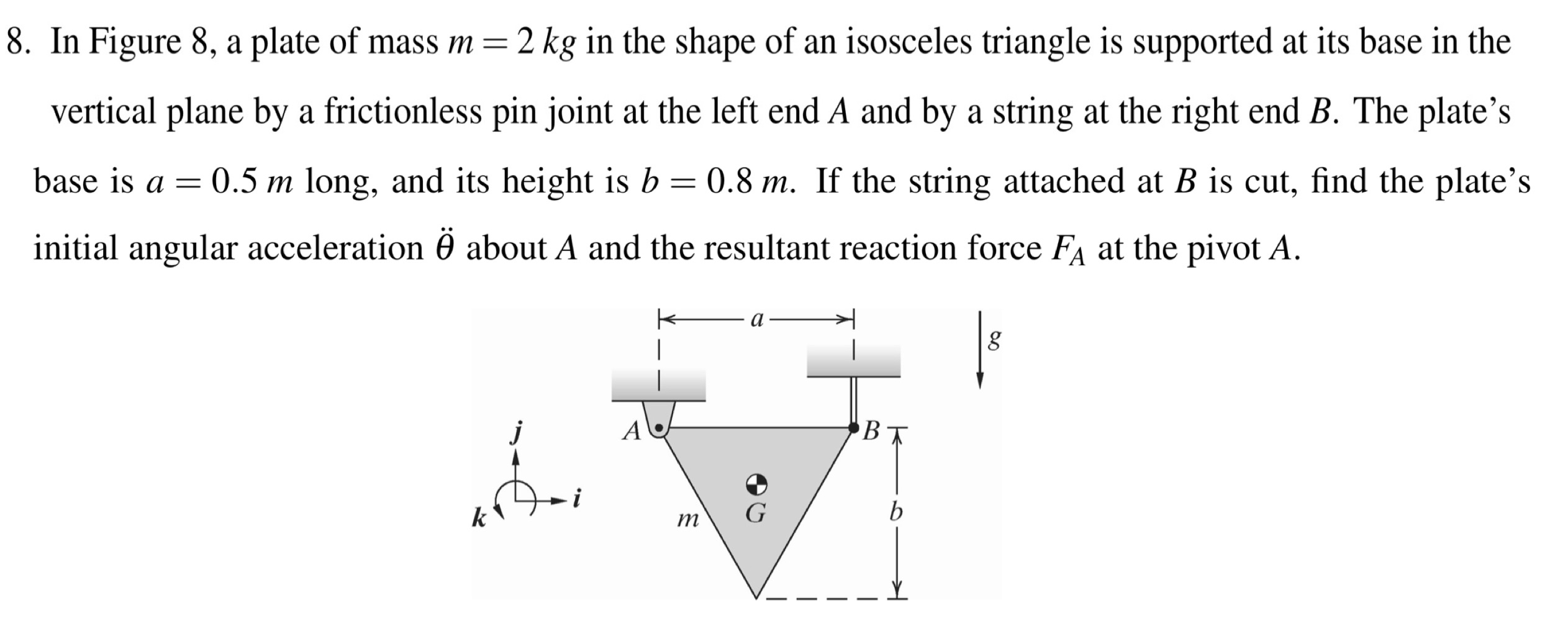 In Figure 8 , a plate of mass m = 2 k g in the