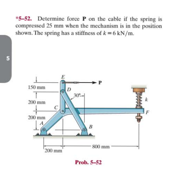 * 5 - 5 2 . Determine force \ ( \ mathbf { P } \